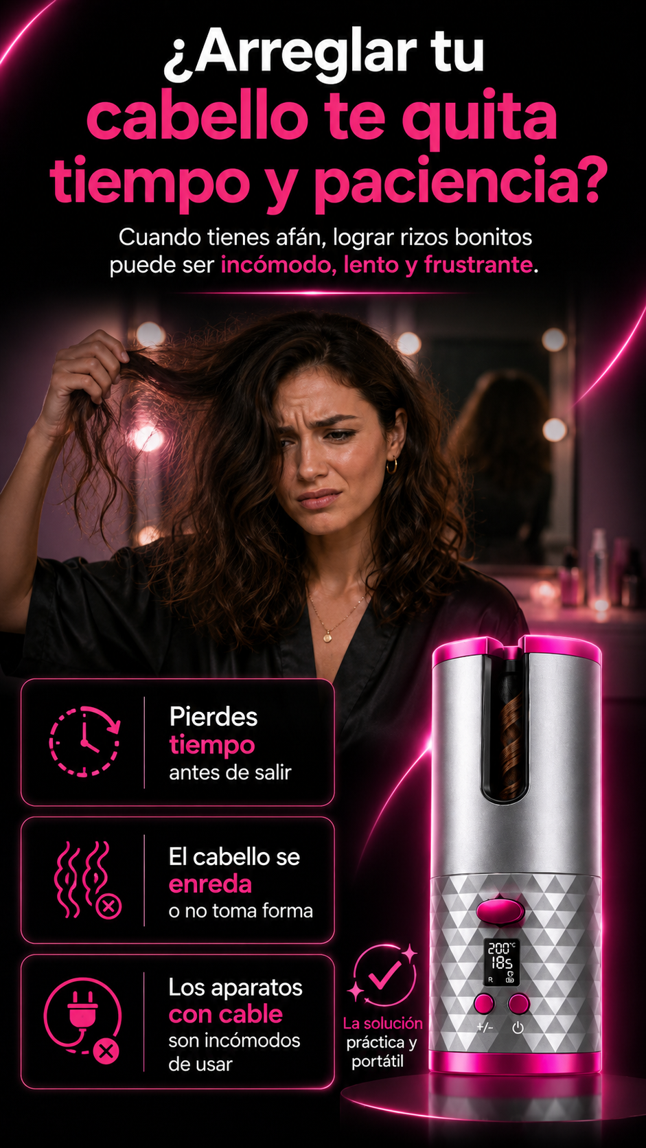 Curlify™ rizadora automática inalámbrica/recargable.