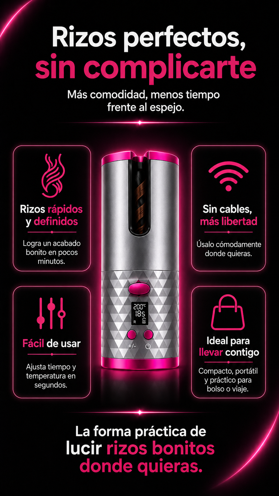Curlify™ rizadora automática inalámbrica/recargable.