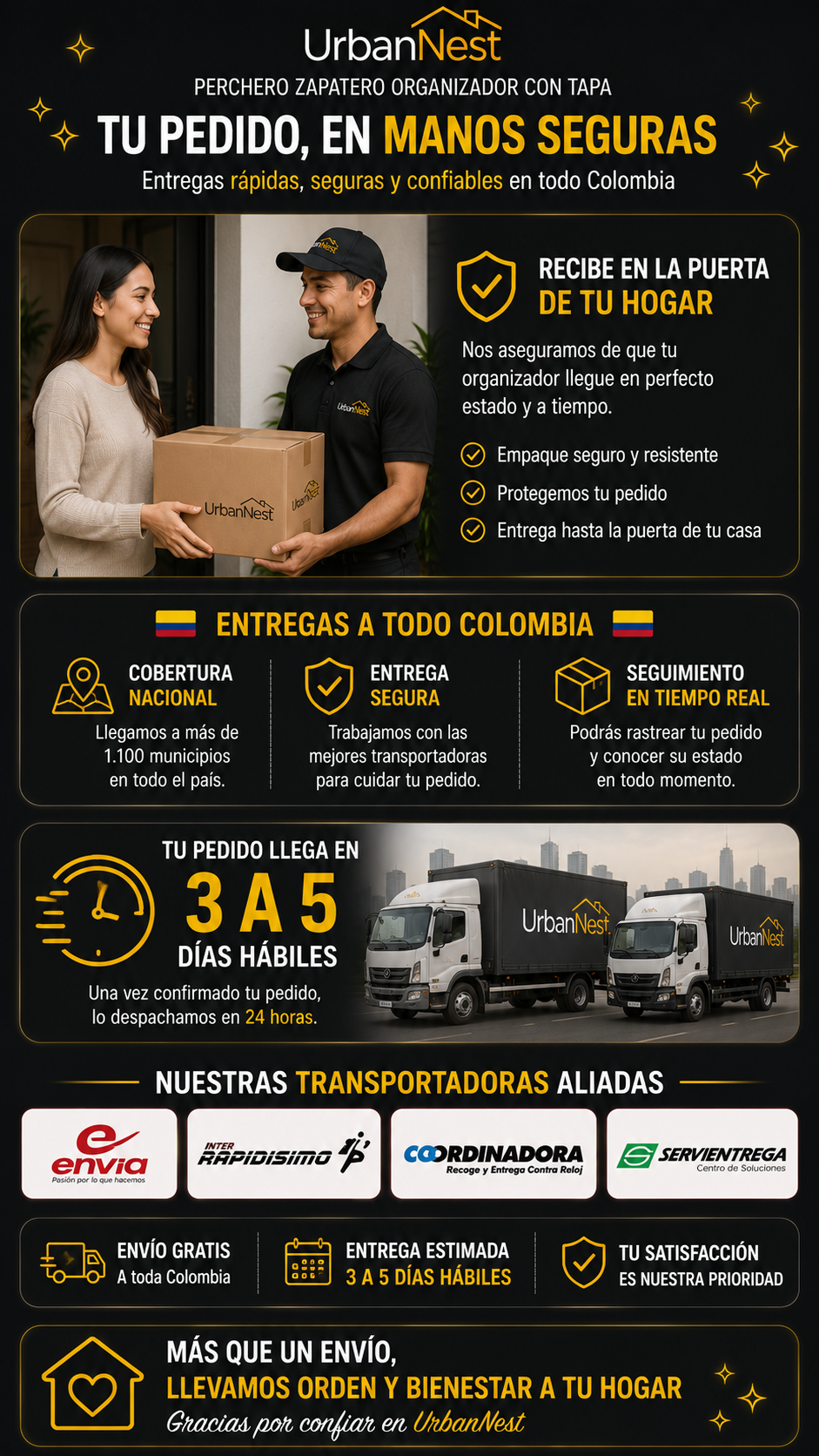 UrbanNest Perchero Zapatero Organizador con Tapa