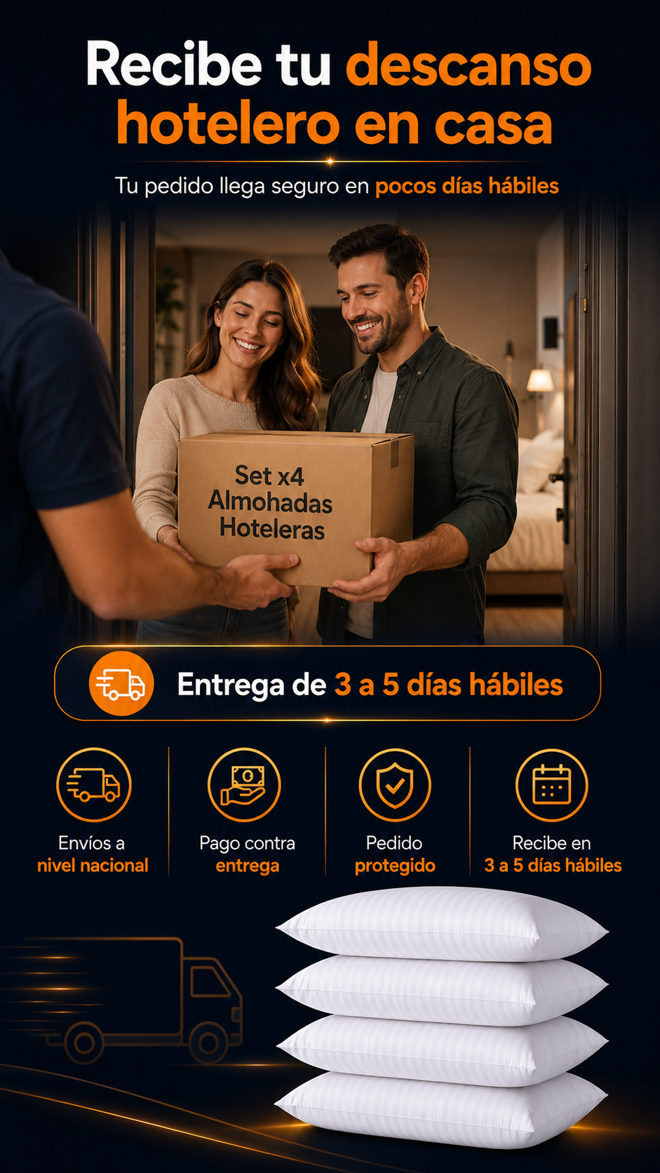 Set x4 Almohadas Hoteleras