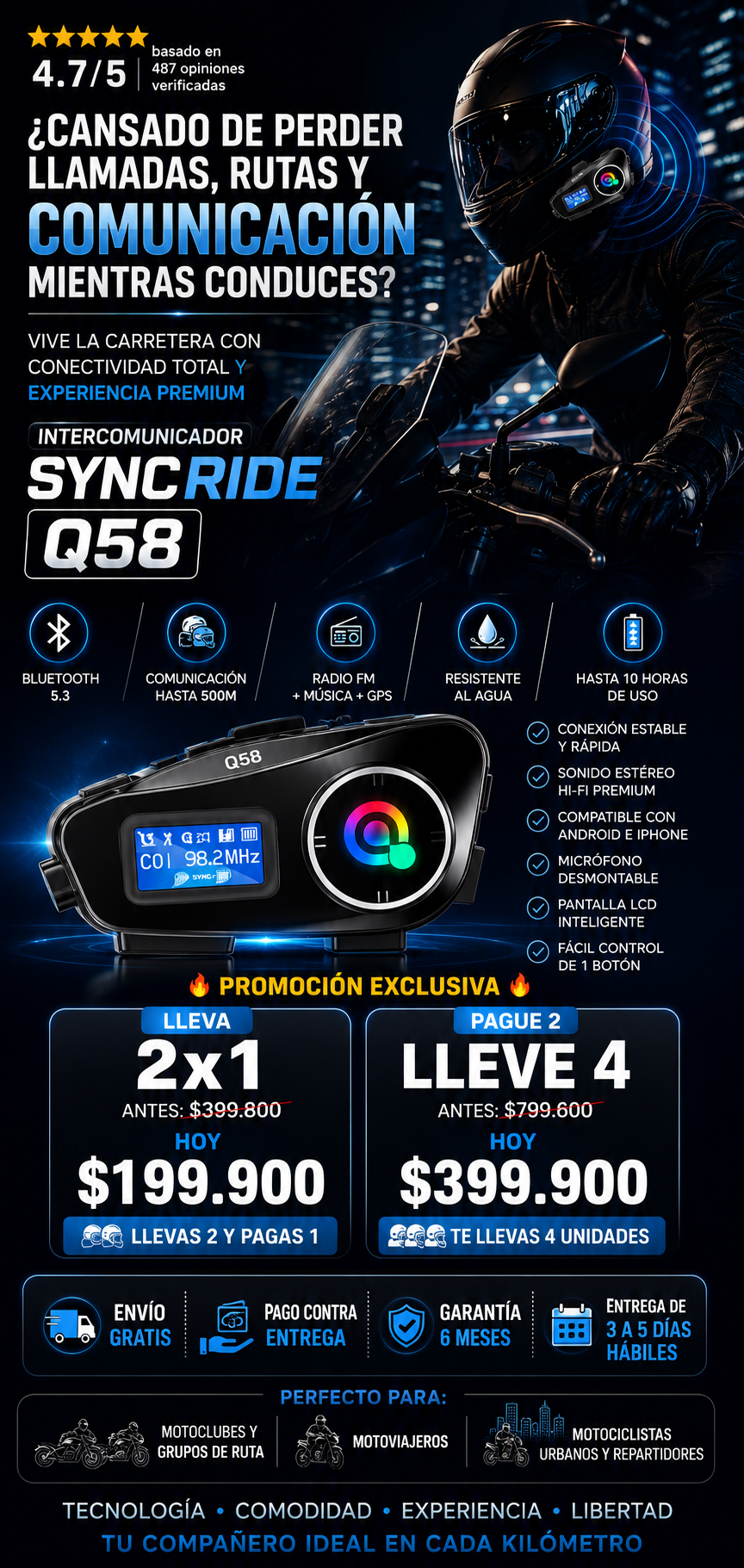 Intercomunicador SyncRide Q58