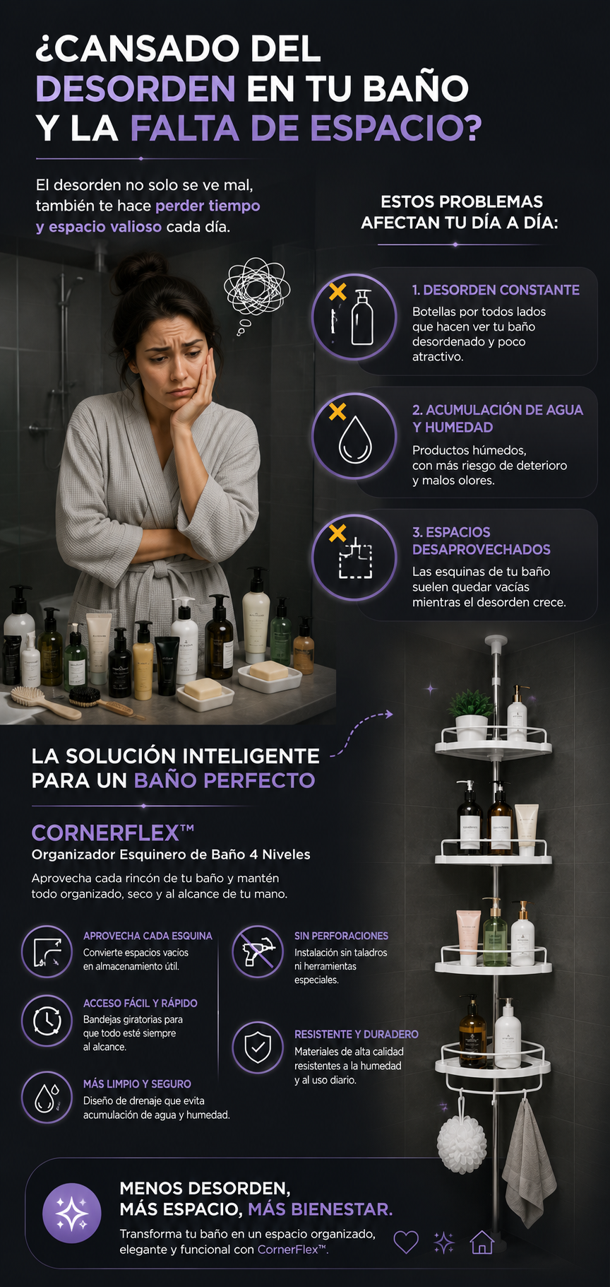 CornerFlex ESQUINERO ORGANIZADOR DE BAÑO