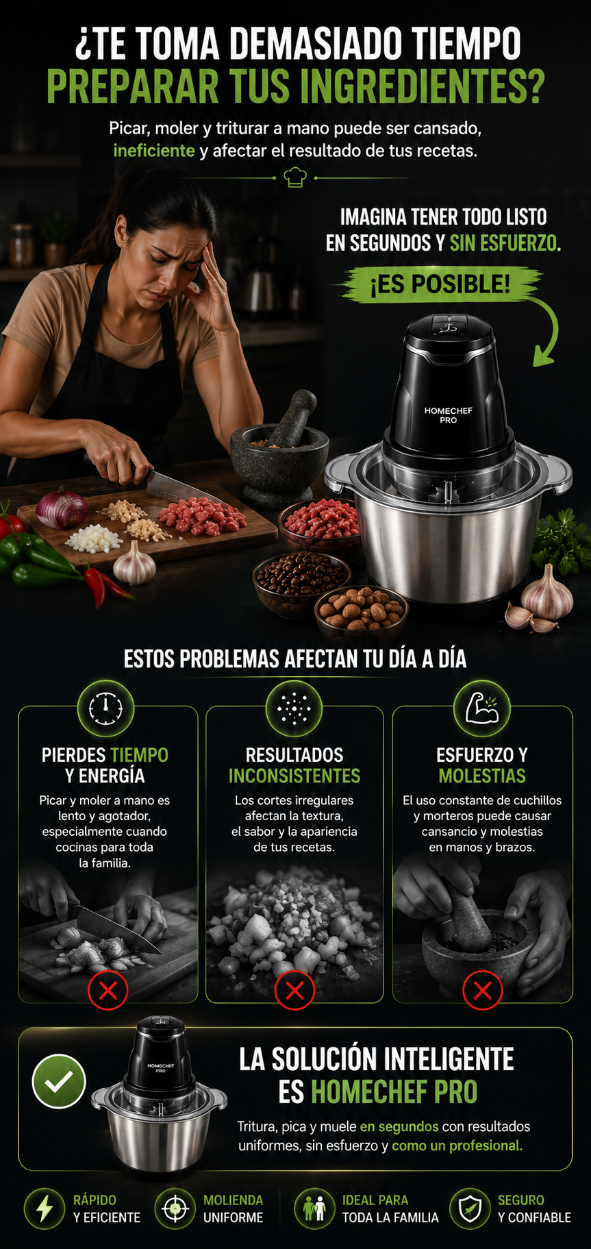 HomeChef Pro Molino Picador Electrico 2 Litros