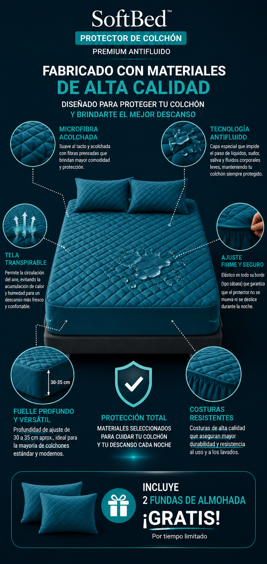 SoftBed Protector de Colchón Luxury+ Fundas Gratis!