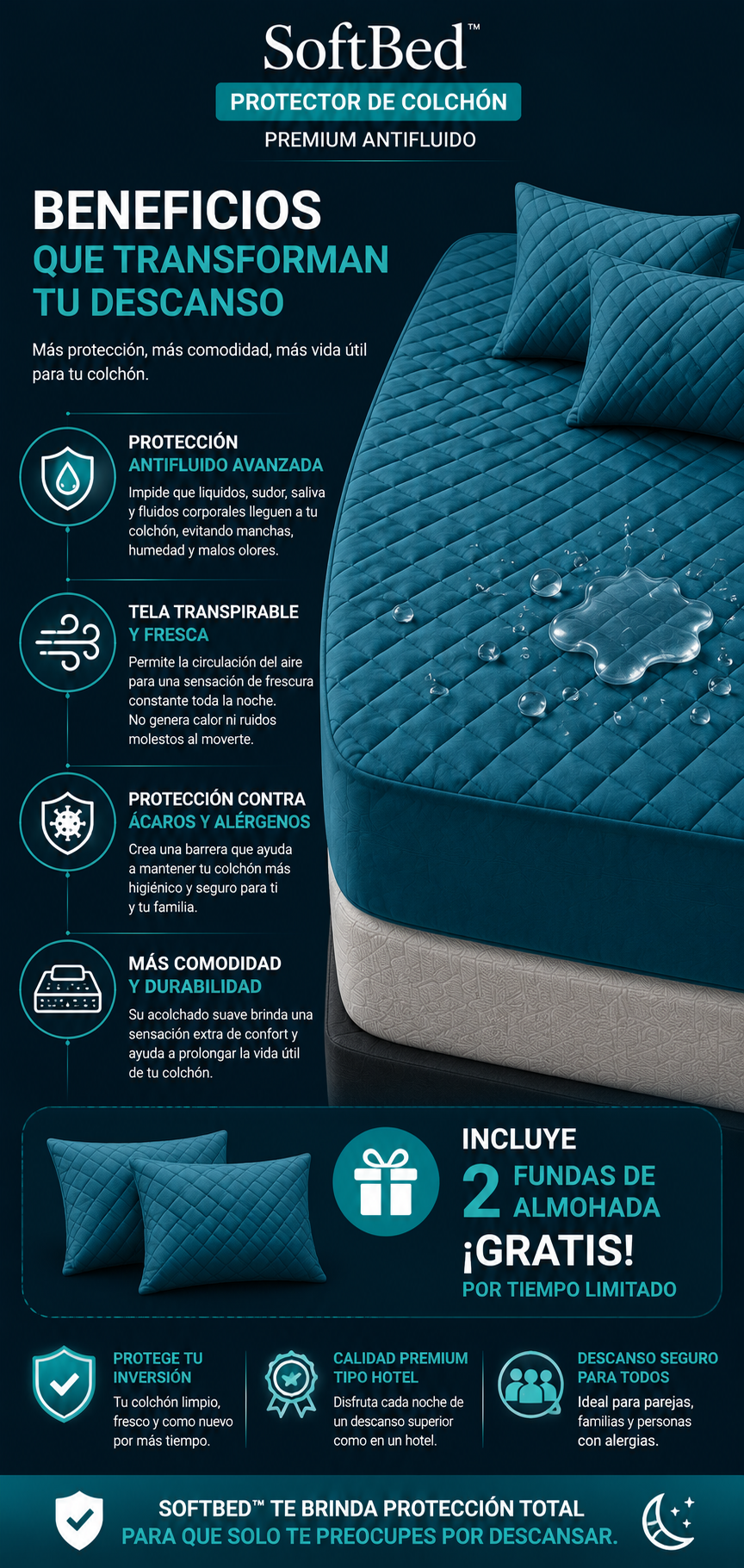 SoftBed Protector de Colchón Luxury+ Fundas Gratis!