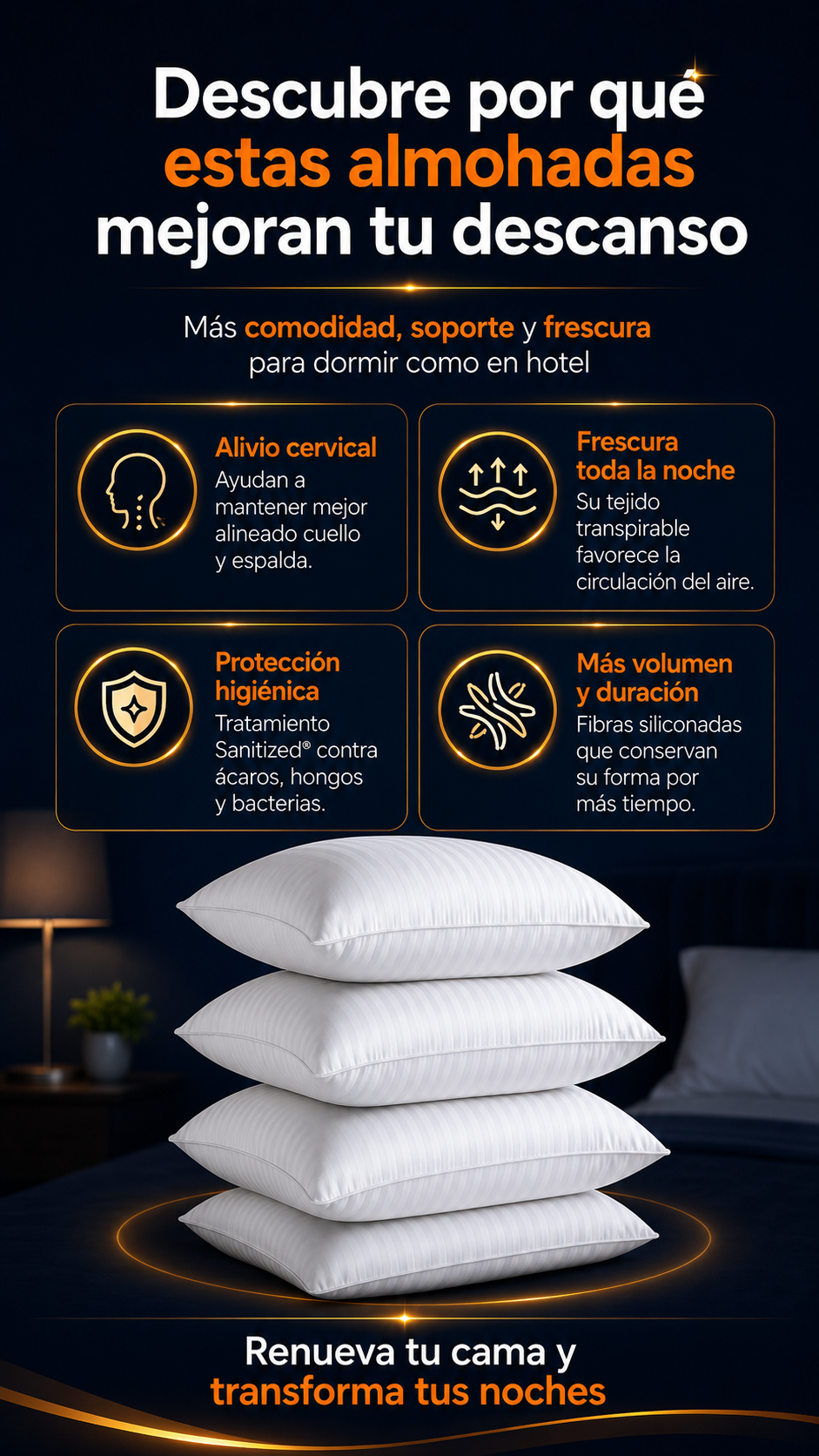 Set x4 Almohadas Hoteleras