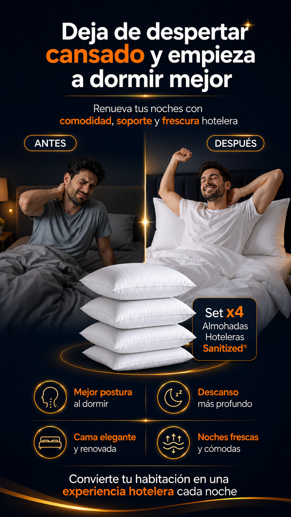 Set x4 Almohadas Hoteleras