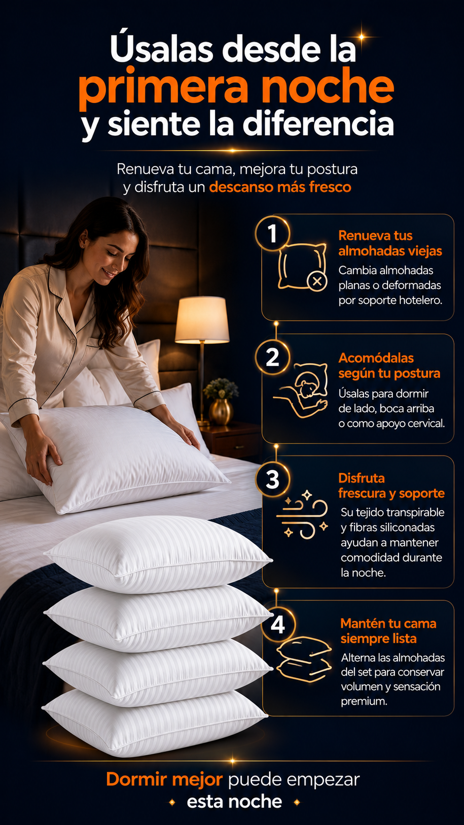 Set x4 Almohadas Hoteleras