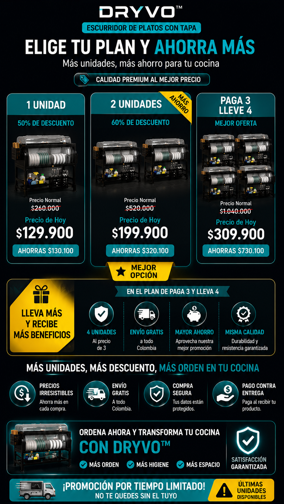 Dryvo Escurridor De Platos Con Tapa