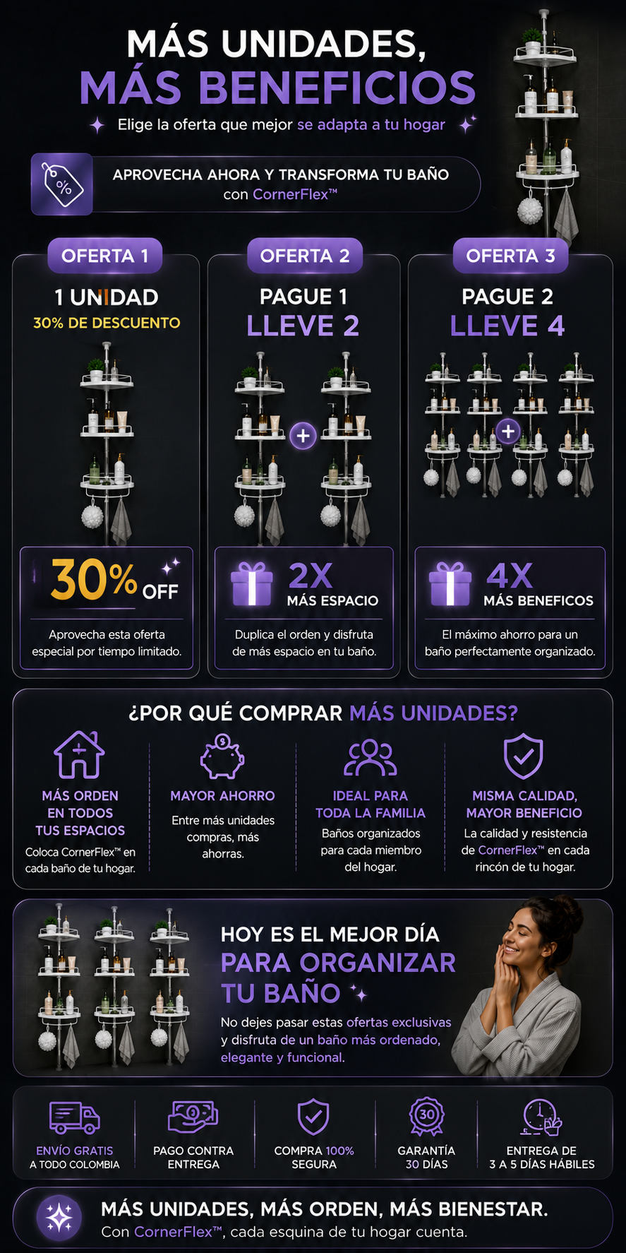 CornerFlex ESQUINERO ORGANIZADOR DE BAÑO