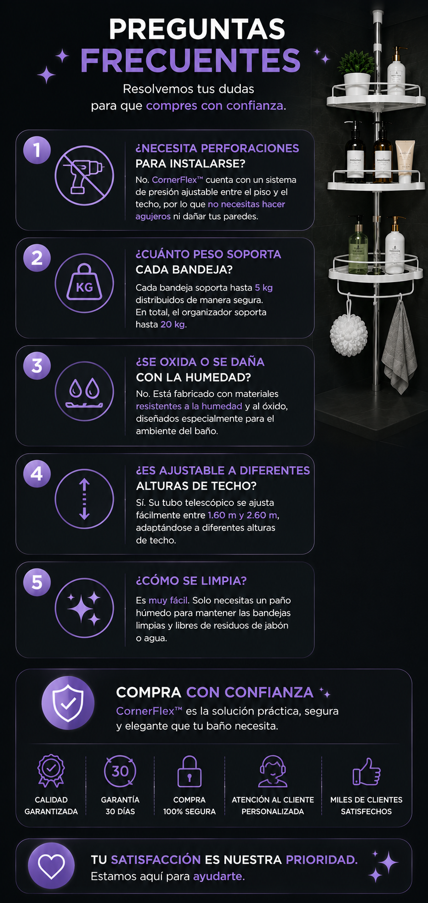 CornerFlex ESQUINERO ORGANIZADOR DE BAÑO